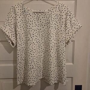 MELLODAY White and Black Polka Dot Blouse